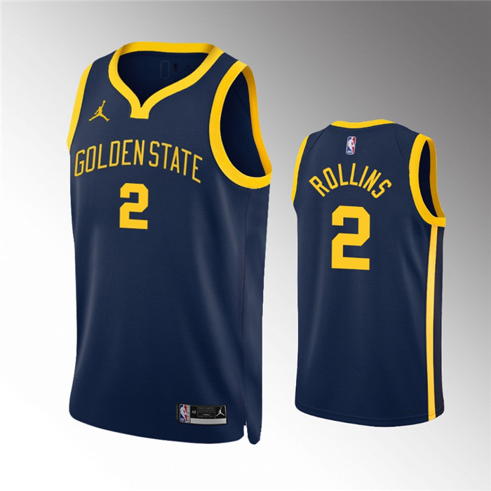 Men's Golden State Warriors #2 Ryan Rollins Navy Statement Edition Stitched Jersey